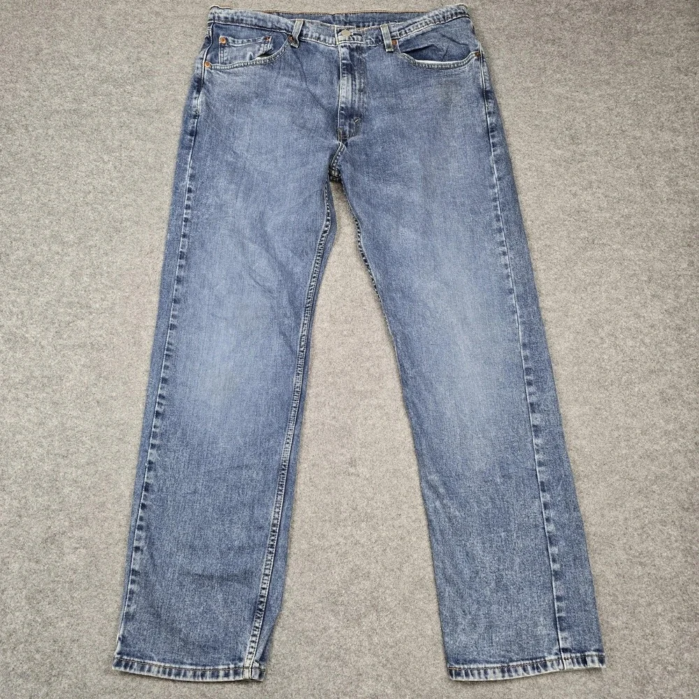 Levi's‎ 505 Jeans Mens 36x32 Blue Medium Wash Regular Straight Stretch Denim